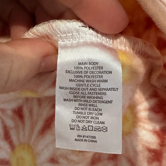 Simply Southern Peach Pink Daisy Floral Fleece Quarter Snap Pullover Size large - Picture 3 of 8